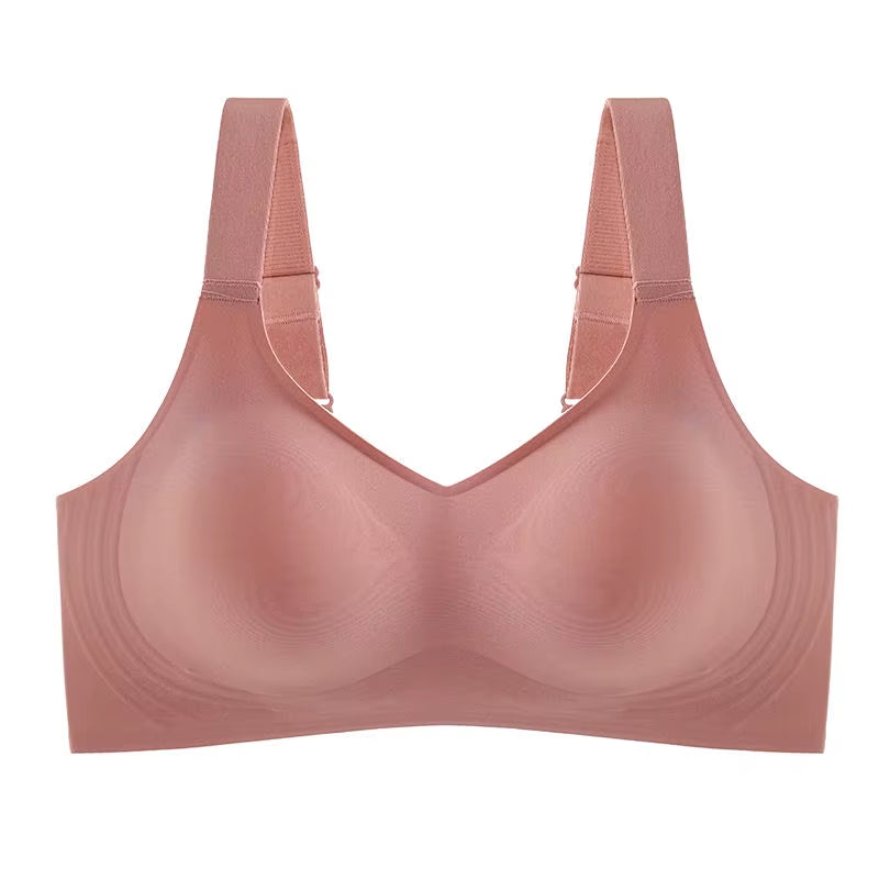 Beautiful Back Large Size Soft Support Push-Up Bra for Women, Seamless One-Piece, Wire-Free, Adjustable Sports Thin Bra